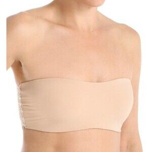 Commando Women's Solid Double Take Wireless Bandeau Bra - Beige - S/M 32-34"